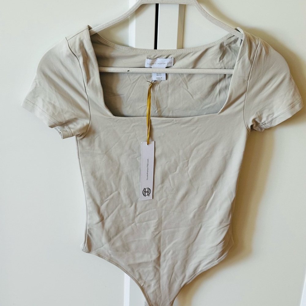 House of Harlow 1960 Cream Fitted Bodysuit with Bustier Style